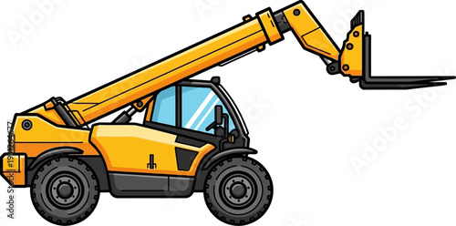 Telescopic handler lifting palletized loads in a warehouse yard