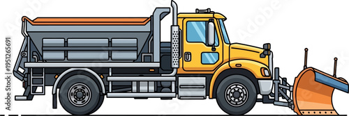 Winter service vehicle clearing snow from urban roads