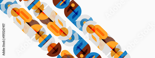 Abstract geometric pattern. Overlapping colorful circles create dynamic visual texture. Bright hues dominate composition.