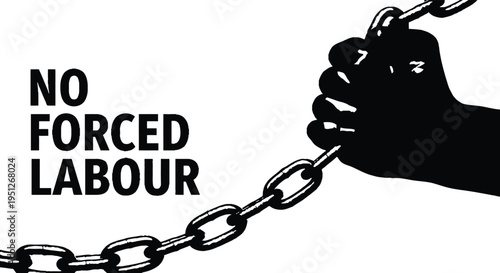 No forced labour symbol with hand breaking free from chains