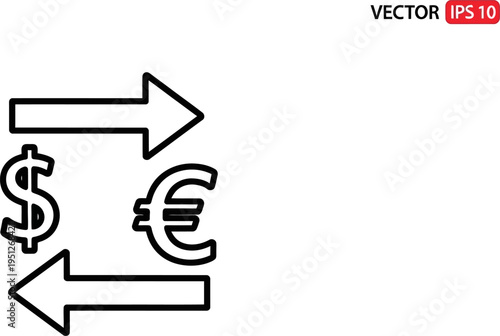 Foreign exchange icon showing dollar and euro conversion