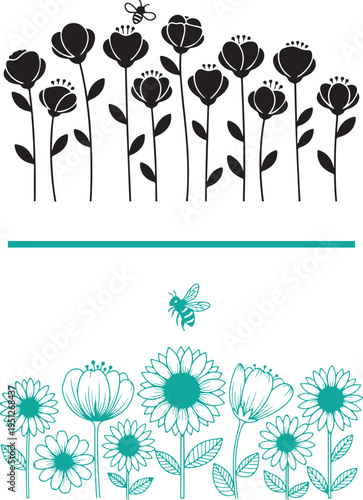 Slika na platnu Two rows of botanical vector art