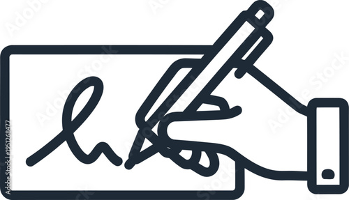 Hand signing a legal contract or check