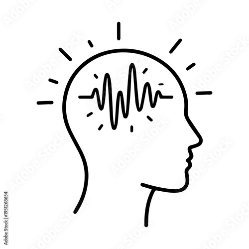 Human Head with Brainwave Energy icon