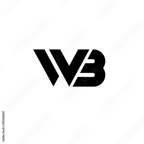 WB Monogram Logo Design in Black and White