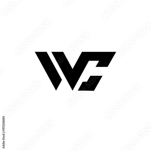 Modern Black Geometric WC VC Letter Monogram Logo Design