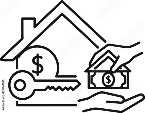 Real estate mortgage concept showing house and financing