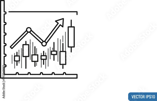 Stock market candlestick chart showing price fluctuations and growth