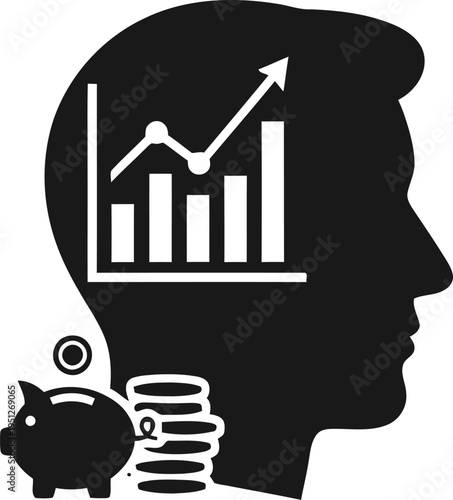 Wealth planning silhouette with savings and growth