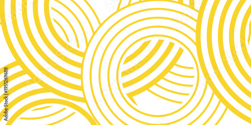 Doodle banner with yellow ramen pattern on white background. Wave abstract pattern.