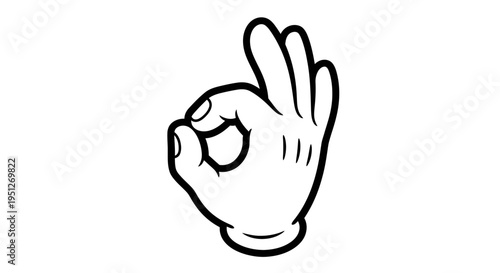 Cartoon Hand Showing a Perfect OK Gesture on an Isolated White Background, Confirmation and Approval
