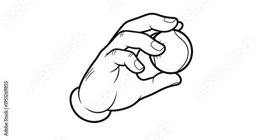 Cartoon Hand in White Glove Holding Small Round Object, Presenting Coin or Token on Isolated White Background.