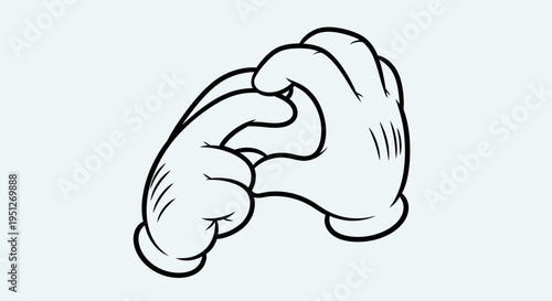 Cartoon Hand in White Glove Gripping or Crumpling Gesture, Dynamic Action in Bright Studio with Light Blue Background.