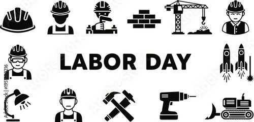 Labor day celebration with various occupation icons