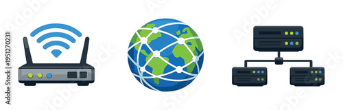 Router transmitting to globe network and server cluster on dark