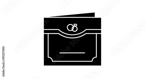 Wedding Invitation Card Glyph Icon. Black and White Marriage Certificate Event Symbol