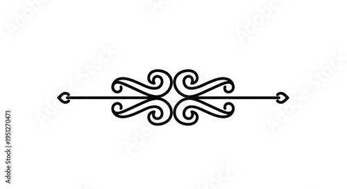 Elegant Black and White Swirl Decorative Line Art Divider