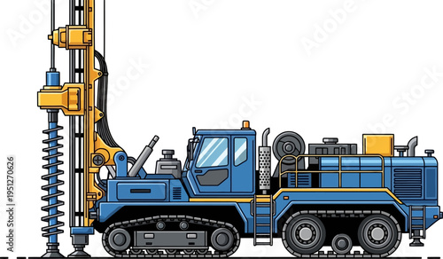 Blue tracked drilling rig for geotechnical site investigation