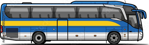 Blue intercity coach bus for passenger transit