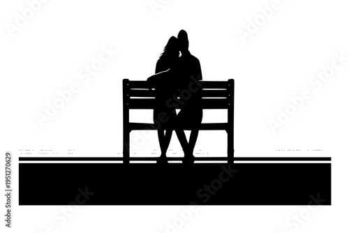 Couple on Bench Shared Values Finding Common Ground Relationship Building Black Vector Silhouette
