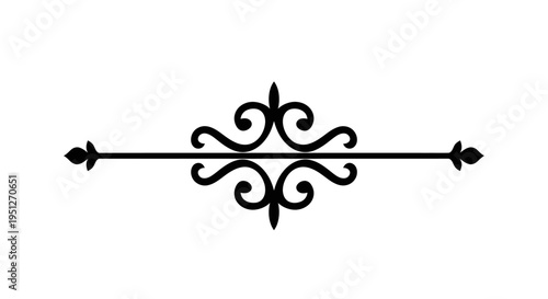 Ornate Black and White Vector Divider with Swirls and Arrows