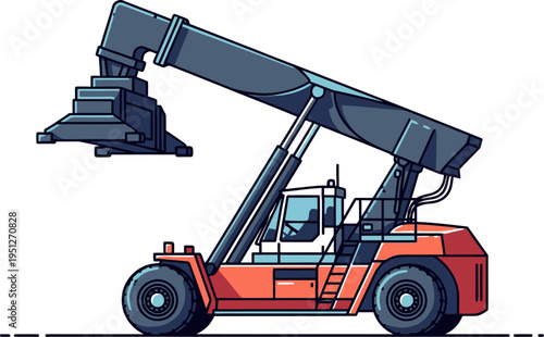 Container reach stacker moving cargo at a shipping port