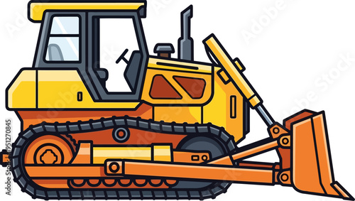 Crawler bulldozer pushing soil for land clearing projects