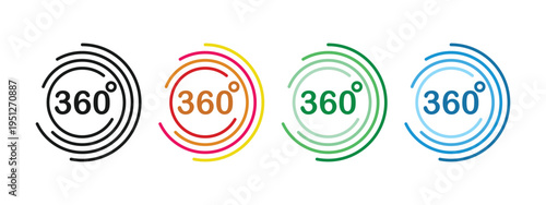 360 Degree View Vector Icon – Panorama Rotation Virtual Tour Design Symbol