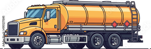 Fuel tanker truck transporting hazardous liquid on the highway