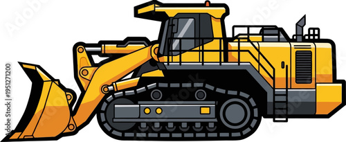 Heavy duty tracked loader moving earth on site