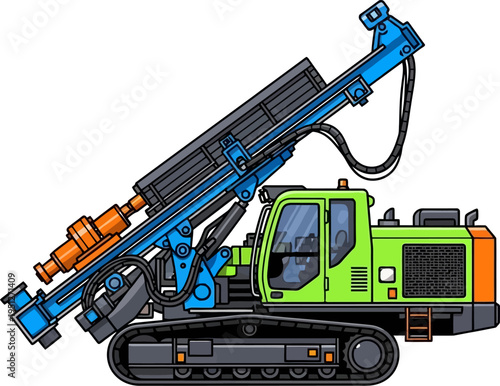 Hydraulic crawler drill rig performing geological exploration