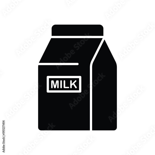 Milk Carton Vector Icon – Dairy Product Packaging Food Design Symbol