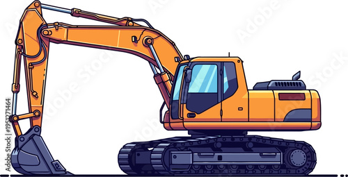 Hydraulic excavator digging foundations at a build site