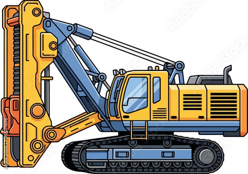 Industrial piling rig preparing foundations for skyscraper construction