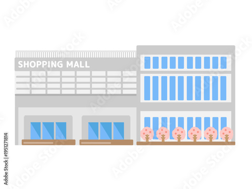 ショッピングモール　建物　桜　イラスト