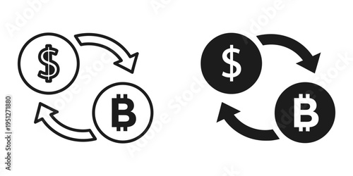 bitcoin and dollar exchange vector illustration, flat design