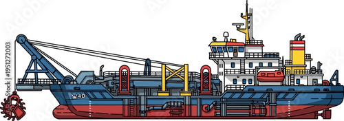 Massive cutter suction dredger for harbor deepening