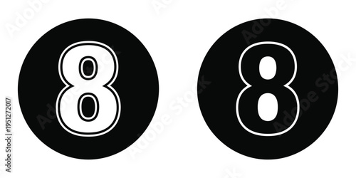 black and white number 8 icons vector illustration