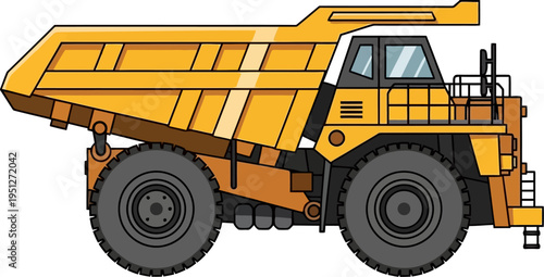Massive mining hauler transporting minerals in open pit
