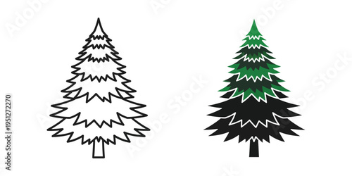 Christmas tree vector illustration, flat design