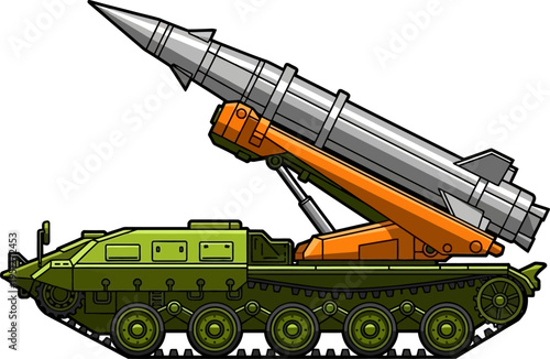 Mobile missile launcher system preparing for long-range defense