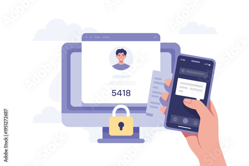Two-Factor Authentication Concept Secure Password Notice Vector Illustration Digital Security User Login Protection Data Privacy Cyber Safety Online Verification Design Concept
