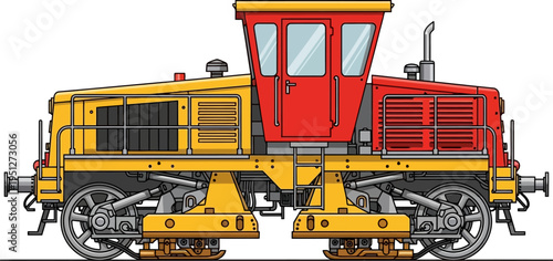 Railway maintenance vehicle parked on the tracks
