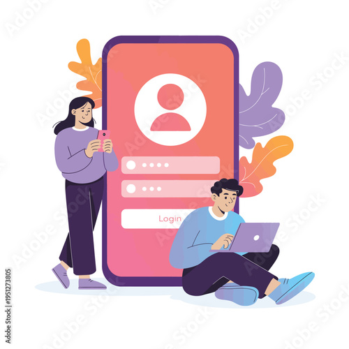 User Verification Concept Unauthorized Access Prevention Private Account Authentication Cyber Security People Entering Login Digital Protection Data Privacy Secure Vector Illustration Design Concept