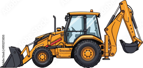 Versatile backhoe loader performing multi-purpose digging tasks