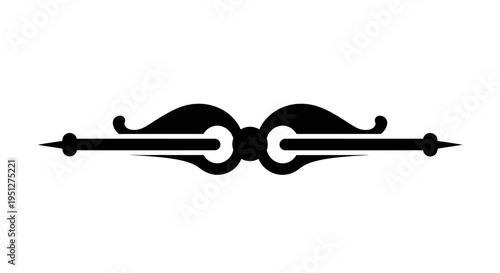 Black ornamental divider flourish, vintage filigree element, vector art