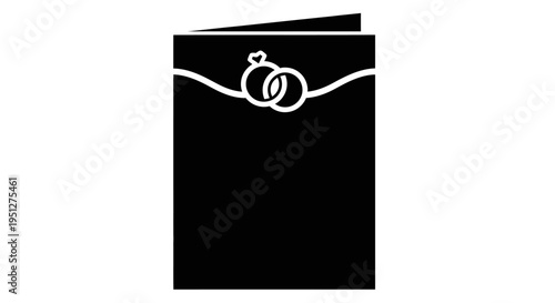 Black  White Glyph Icon of Wedding Rings on Greeting Card