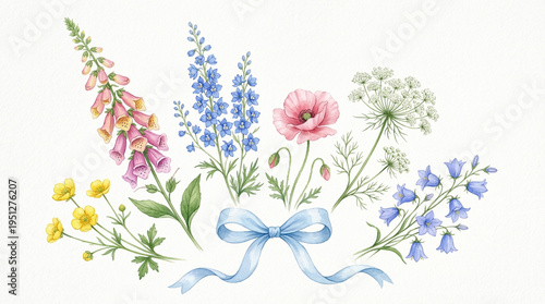 Floral Bouquet's Charm: A captivating floral arrangement that exudes delicate beauty. The composition features an array of colorful blooms.