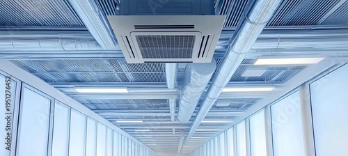 Modern Office Space with Ceiling Air Conditioning and Stylish Interior Design Elements