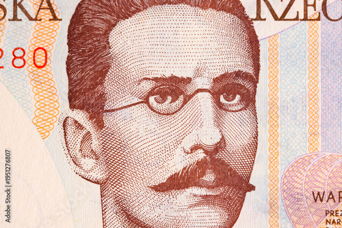 Tableau sur toile Romuald Traugutt a closeup portrait from old Polish money